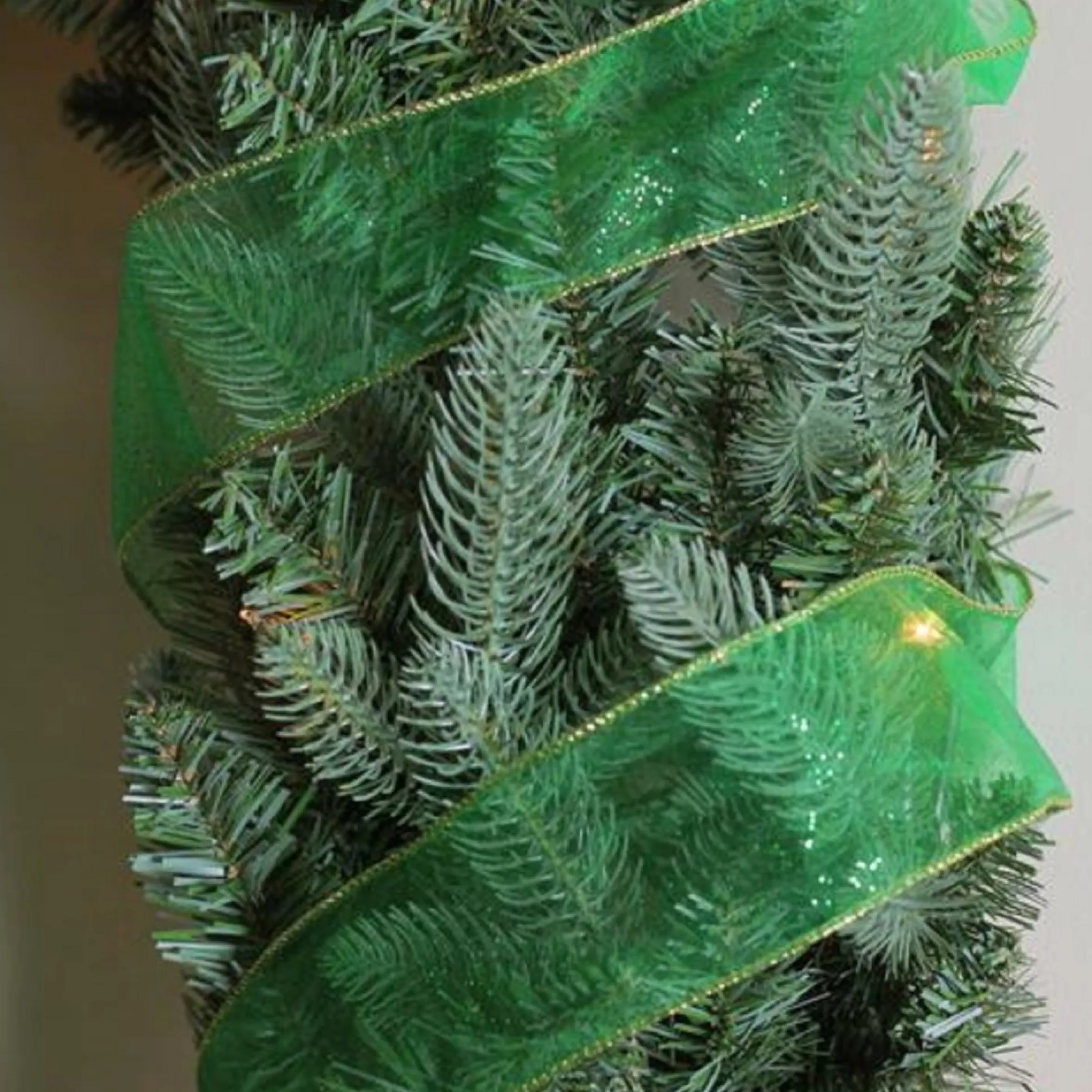Glittering Green And Gold Solid Wired Christmas Craft Ribbon 2.5" X 10 Yards