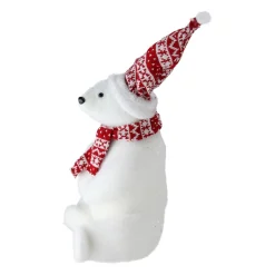 17" Glitter Polar Bear In Nordic Hat And Scarf Christmas Decor