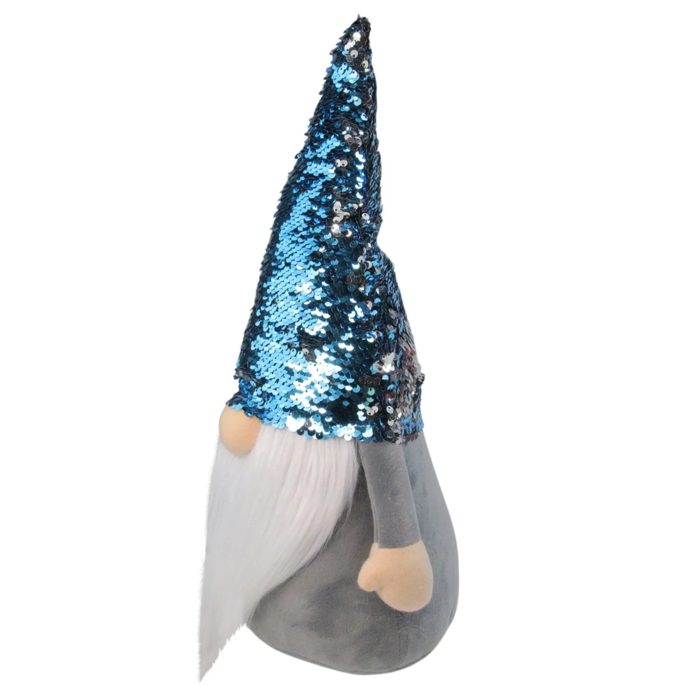 17" Gnome With Blue And Silver Flip Sequin Hat Christmas Decoration