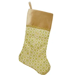 20.5" Gold And Brown Glitter Star Print Christmas Stocking