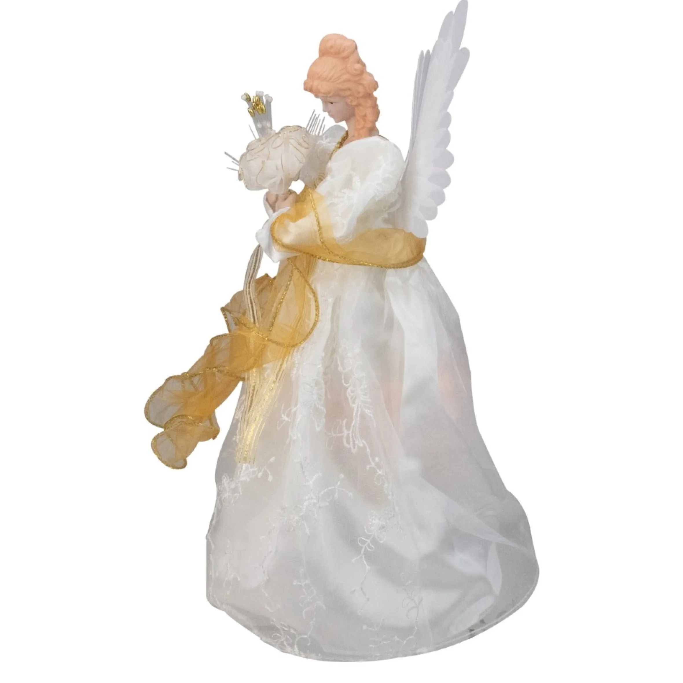 14.5" Gold And Ivory Pre-Lit Angel Christmas Tree Topper - Clear Lights