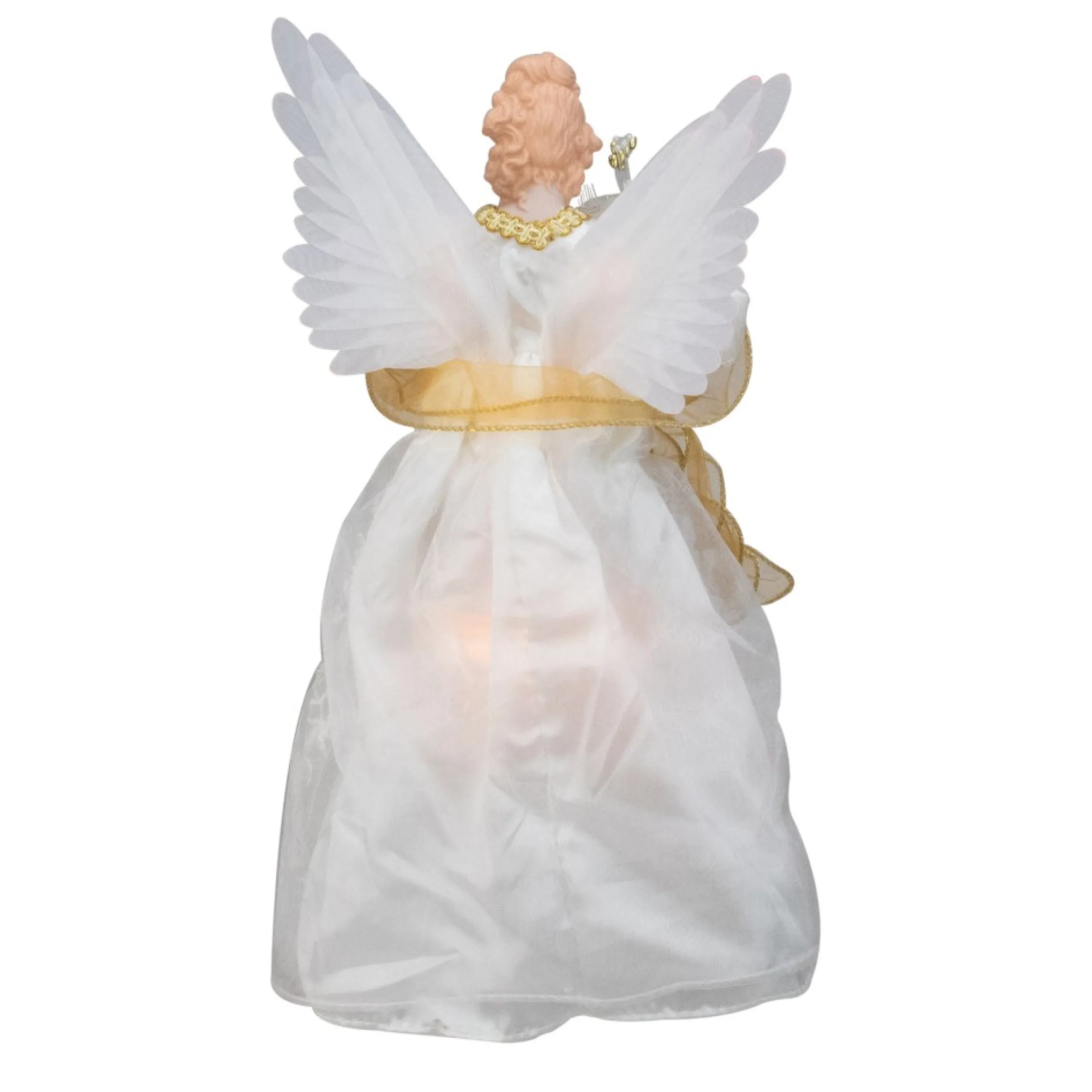 14.5" Gold And Ivory Pre-Lit Angel Christmas Tree Topper - Clear Lights