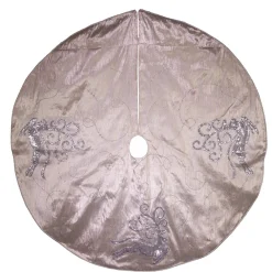 50" Gold And Silver Christmas Tree Skirt With Reindeer