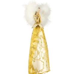 10" Gold And White Angel Christmas Tree Topper, Unlit