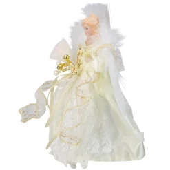12" Gold And White Led Lighted Fiber Optic Angel Christmas Tree Topper