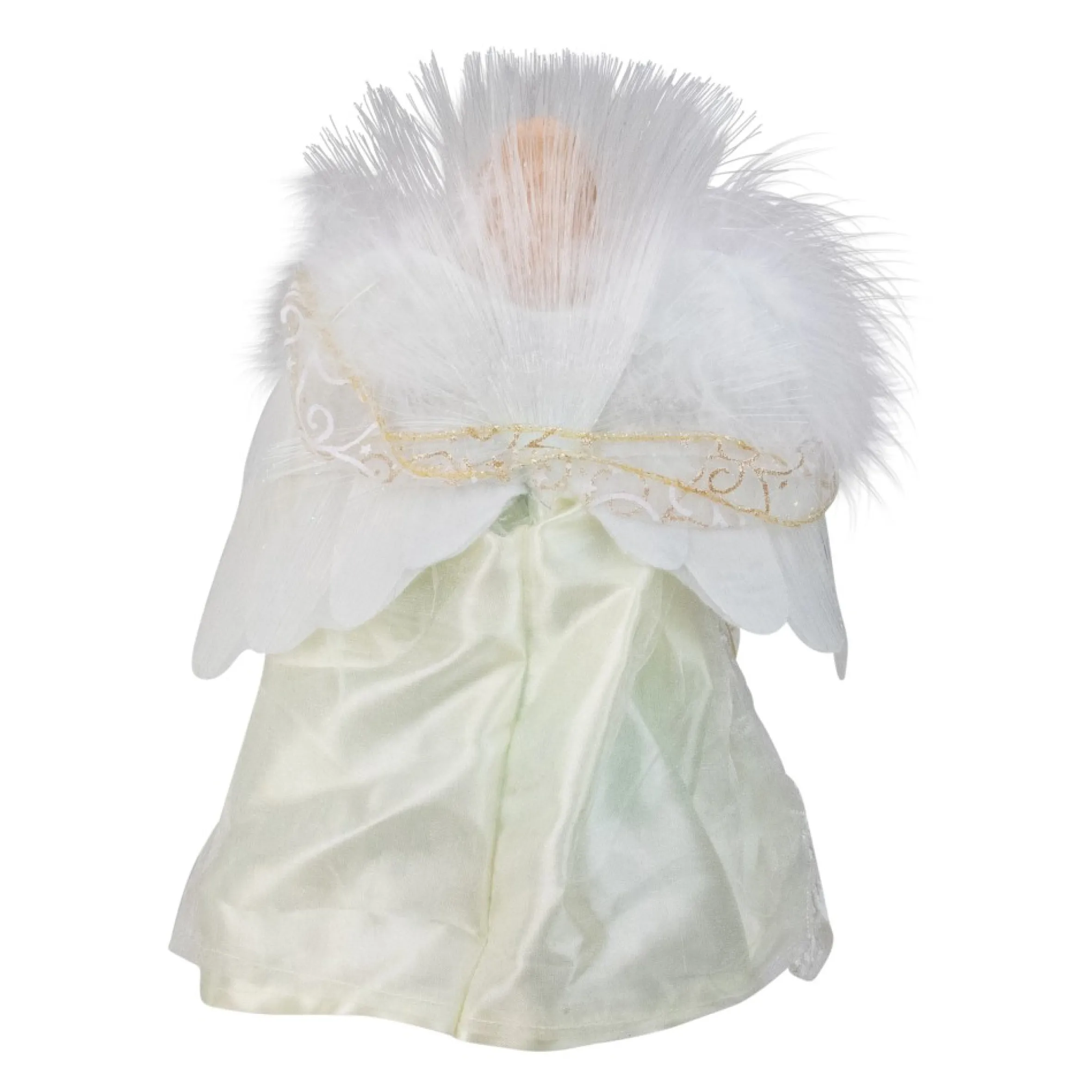 12" Gold And White Led Lighted Fiber Optic Angel Christmas Tree Topper