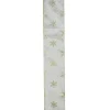 Gold And White Snowflake Printed Christmas Wired Craft Ribbon 2.5" X 10 Yards