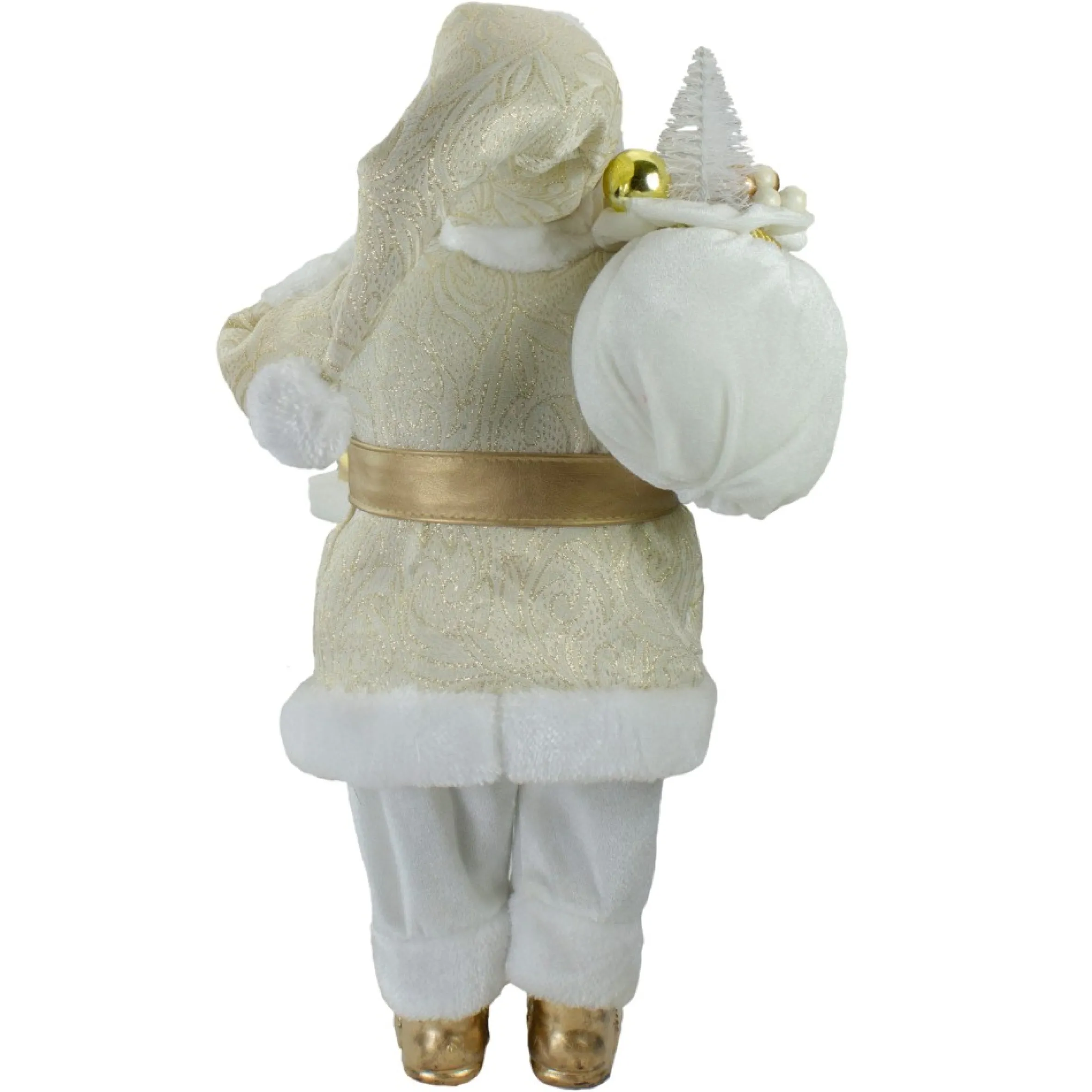 18" Gold And White Standing Santa Christmas Figure With Presents