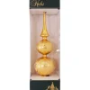 13" Gold Floral Glitter Lace Shiny Glass Finial Christmas Tree Topper - Unlit