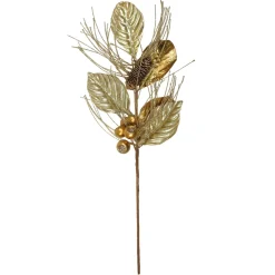 24" Gold Glittered Berries And Pine Cone Artificial Christmas Spray