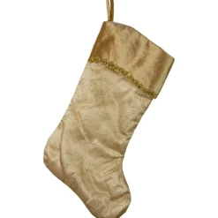 20" Gold Glittered Poinsettia Christmas Stocking