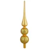 14.75" Gold Glitter Glass Finial Christmas Tree Topper