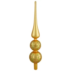 14.75" Gold Glitter Glass Finial Christmas Tree Topper