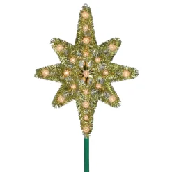 21" Gold Lighted Star Of Bethlehem Christmas Tree Topper - Clear Lights