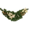 32" Gold Poinsettia And Pinecone Artificial Christmas Swag, Unlit
