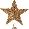 13" Gold Sequin Bead Glitter Star Christmas Tree Topper, Unlit
