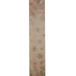 Gold Snowflakes Christmas Wired Craft Ribbon 2.5" X 10 Yards