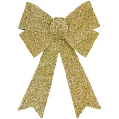 17" Gold Tinsel 4-Loop Bow Christmas Decoration