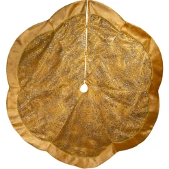 60" Gold Velvet With Glittered Christmas Tree Skirt