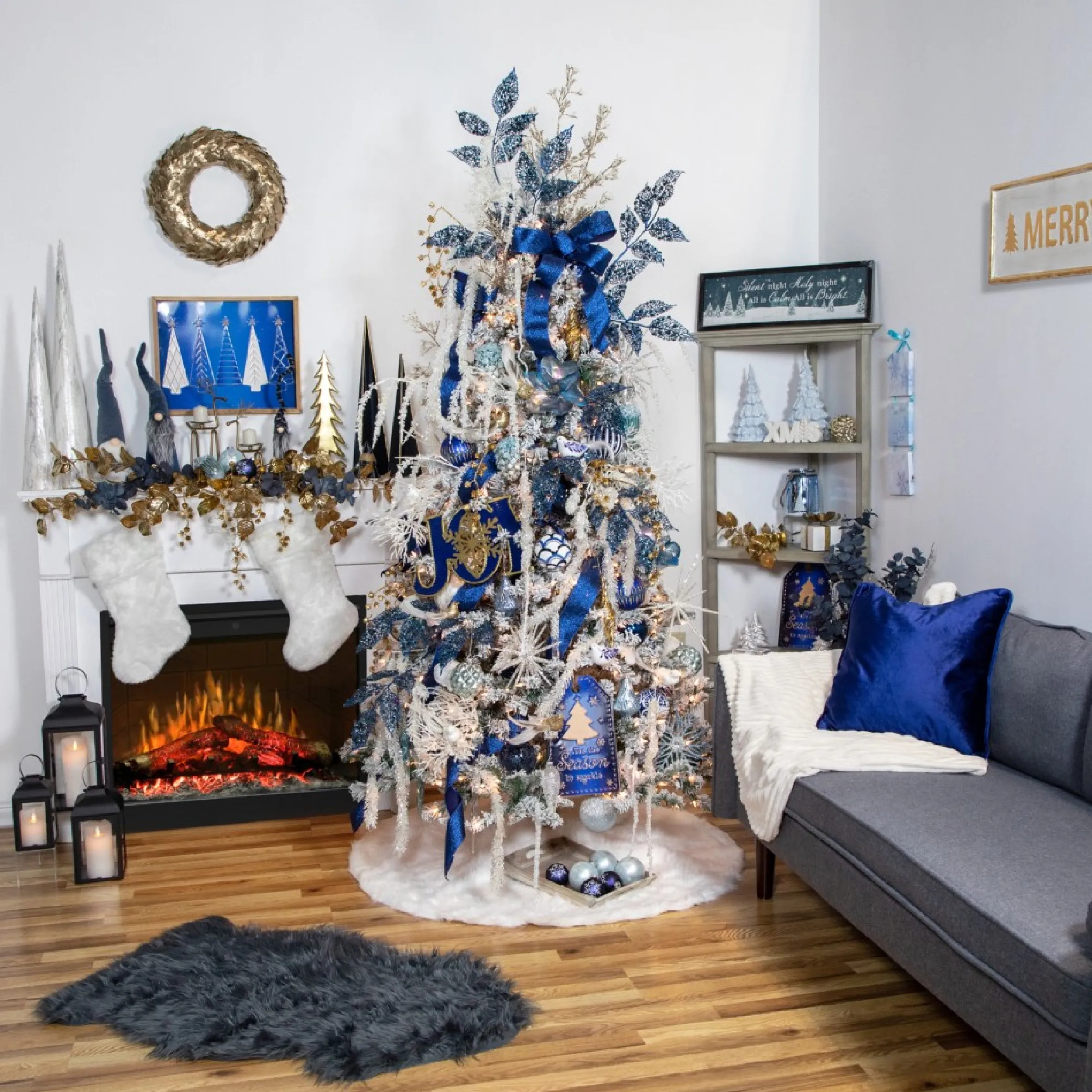 15.5" Gray And Blue Cone Gnome Christmas Tabletop Decor
