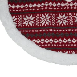 20" Gray And Red Snowflakes Lodge Mini Christmas Tree Skirt With High Pile Fleece Trim