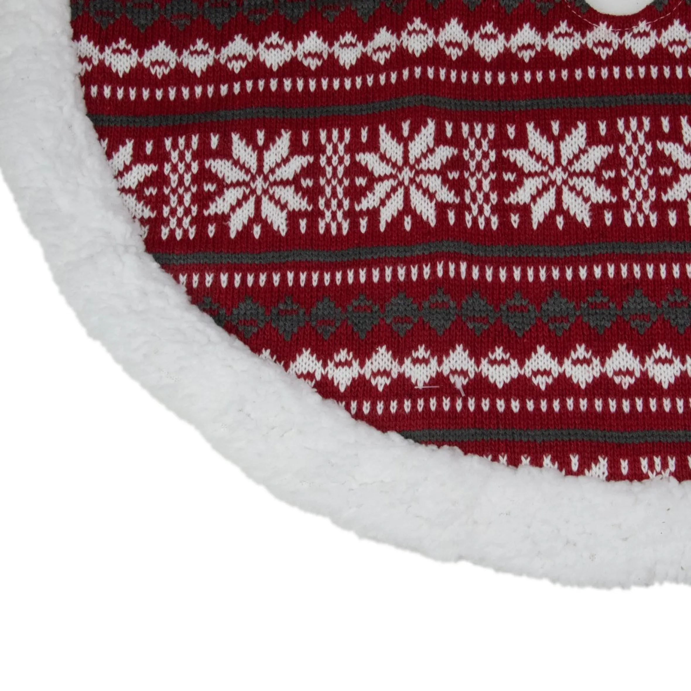 20" Gray And Red Snowflakes Lodge Mini Christmas Tree Skirt With High Pile Fleece Trim