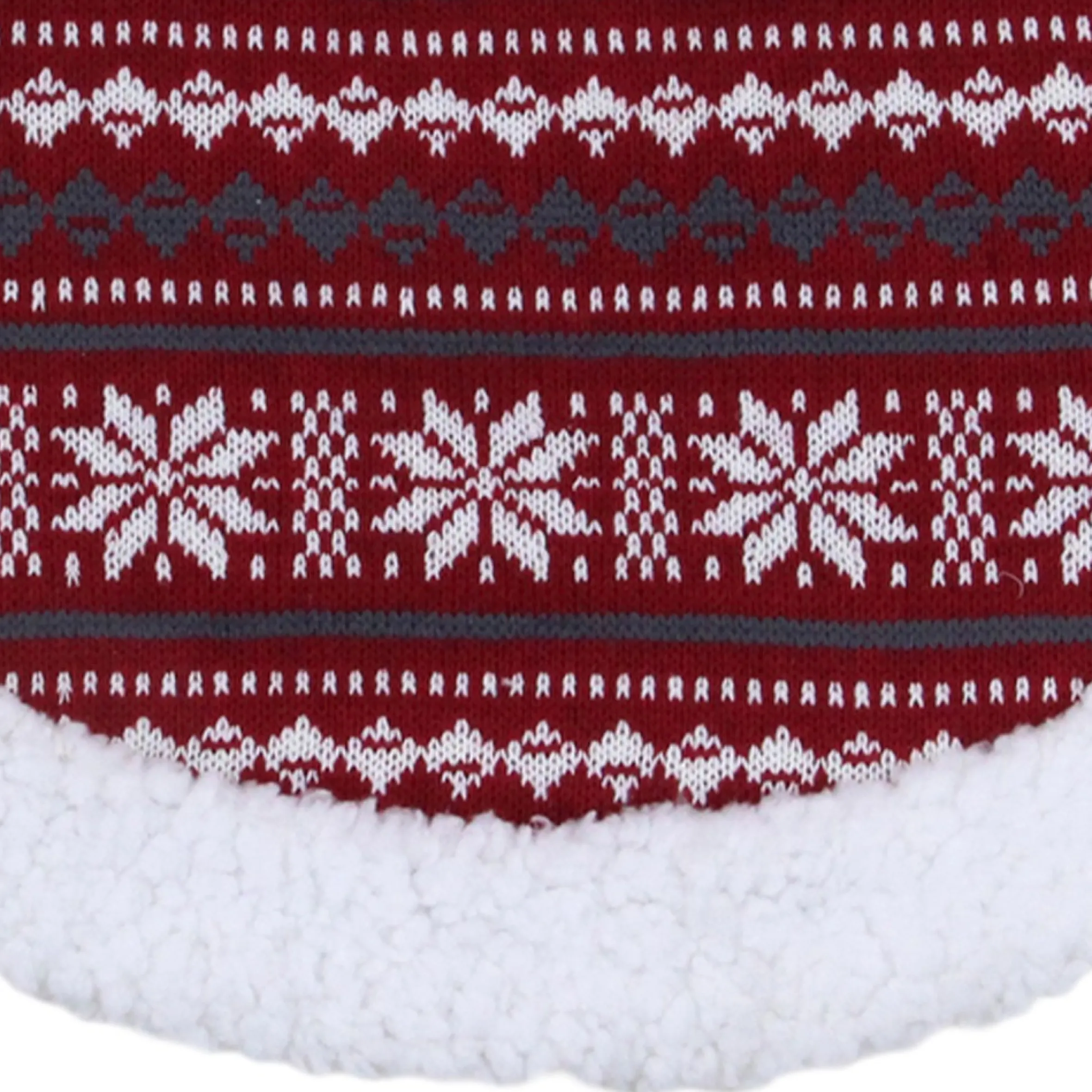 20" Gray And Red Snowflakes Lodge Mini Christmas Tree Skirt With High Pile Fleece Trim