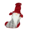 10" Gray And Red Tristan Gnome In Christmas Stocking Tabletop Figure