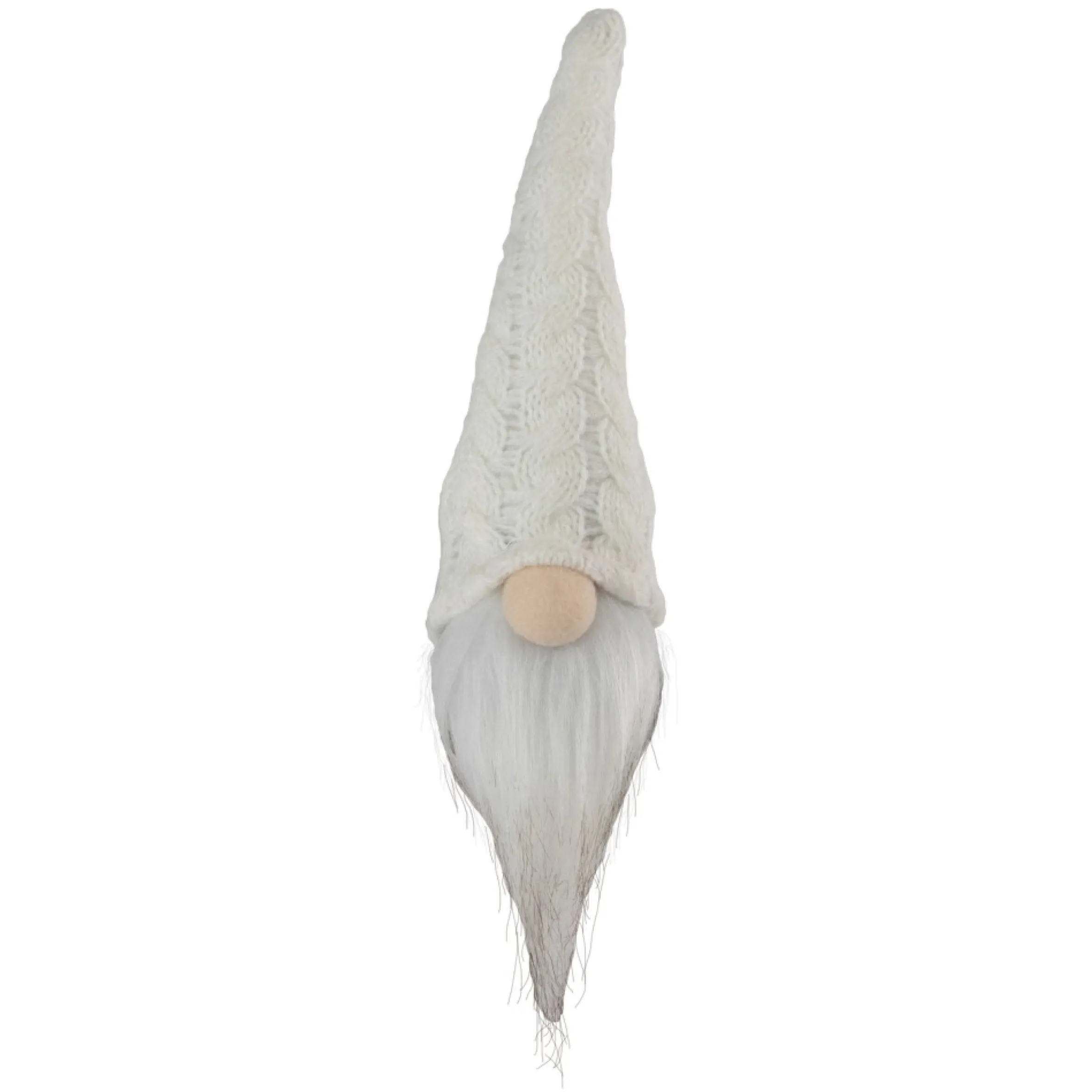 8" Gray And White Gnome With Cable Knit Hat Christmas Decoration