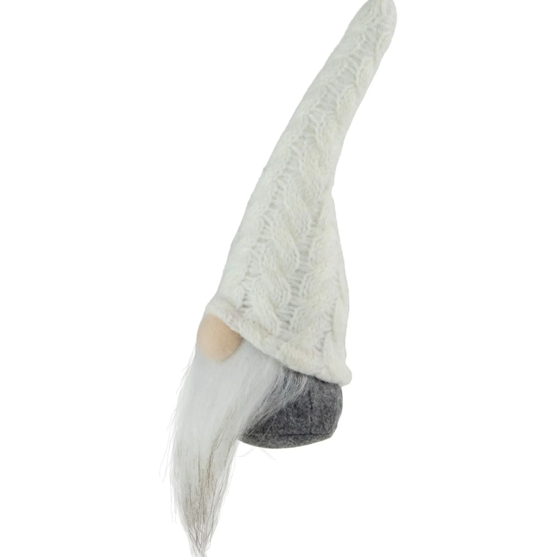 8" Gray And White Gnome With Cable Knit Hat Christmas Decoration