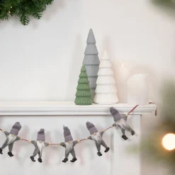 30" Gray And White Knit Gnome Novelty Christmas Garland