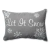 18.5" Gray And White "Let It Snow" Rectangular Falling Snow Christmas Throw Pillow