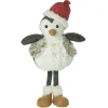 24" Gray And White Sitting Penguin With Beanie Santa Hat Christmas Figurine