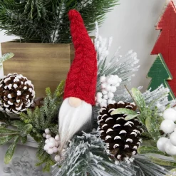 8" Gray Gnome With Red Knit Hat Christmas Decoration