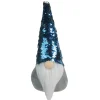 13.5" Gray Standing Christmas Gnome Decoration With Blue Flip Sequin Hat