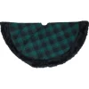 48" Green And Black Plaid Christmas Tree Skirt With Faux Fur