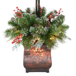4' Green And Black Pre-Lit Christmas Lamp Post, Clear Lights