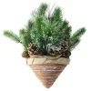 12" Green And Brown Ice Pine Cones With Branch Tips Hanging Christmas Decor