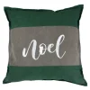 18" Green And Brown Suede "Noel" Christmas Square Throw Pillow