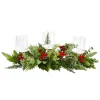 20" Green And Red Berries Christmas Triple Candelabrum
