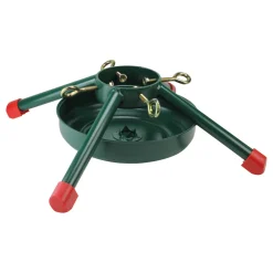 19" Green And Red Christmas Tree Stand For Real Trees
