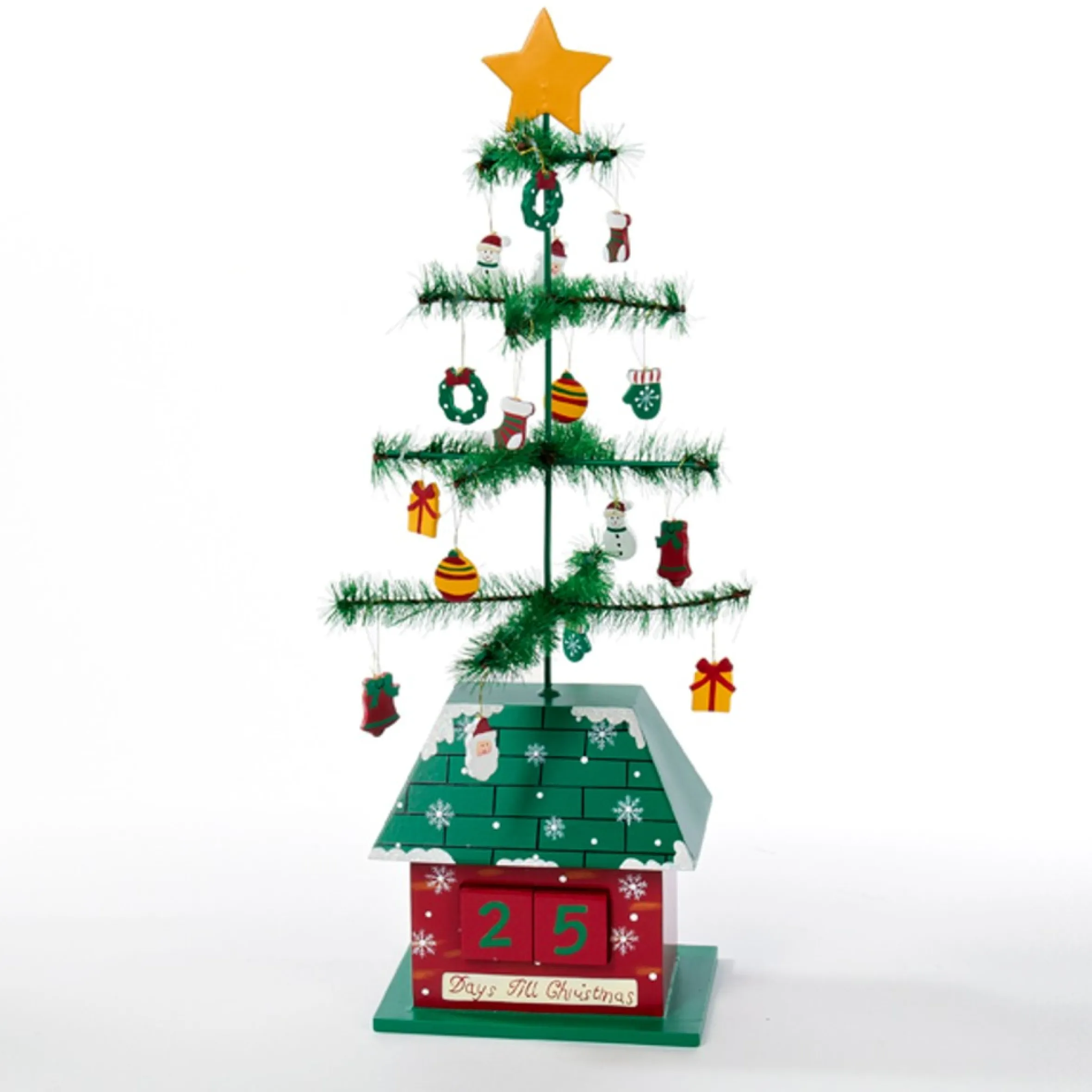 17" Green And Red Christmas Tree With Ornaments Days Till Christmas Calendar