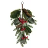 22" Green And Red Holiday Berry Christmas Teardrop Swag, Unlit