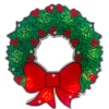 11" Green And Red Lighted Wreath Christmas Window Silhouette Decoration
