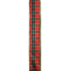 Green And Red Plaid Wired Christmas Craft Ribbon 2.5" X 10 Yards