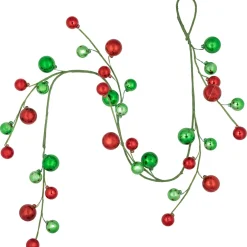 4' Green And Red Shatterproof Ornament Ball Christmas Garland