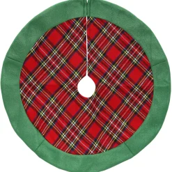 24" Green And Red Tartan Christmas Tree Skirt