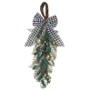 32" Green And White Berry Ornament Christmas Teardrop Swag, Unlit