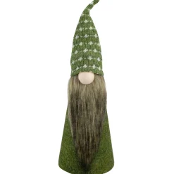 14" Green And White Cone Gnome Christmas Tabletop Decor