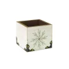 4.5" Green And White Distressed Snowflake Christmas Storage Box